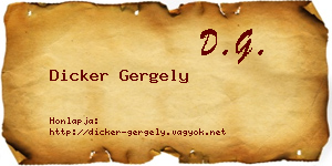 Dicker Gergely névjegykártya